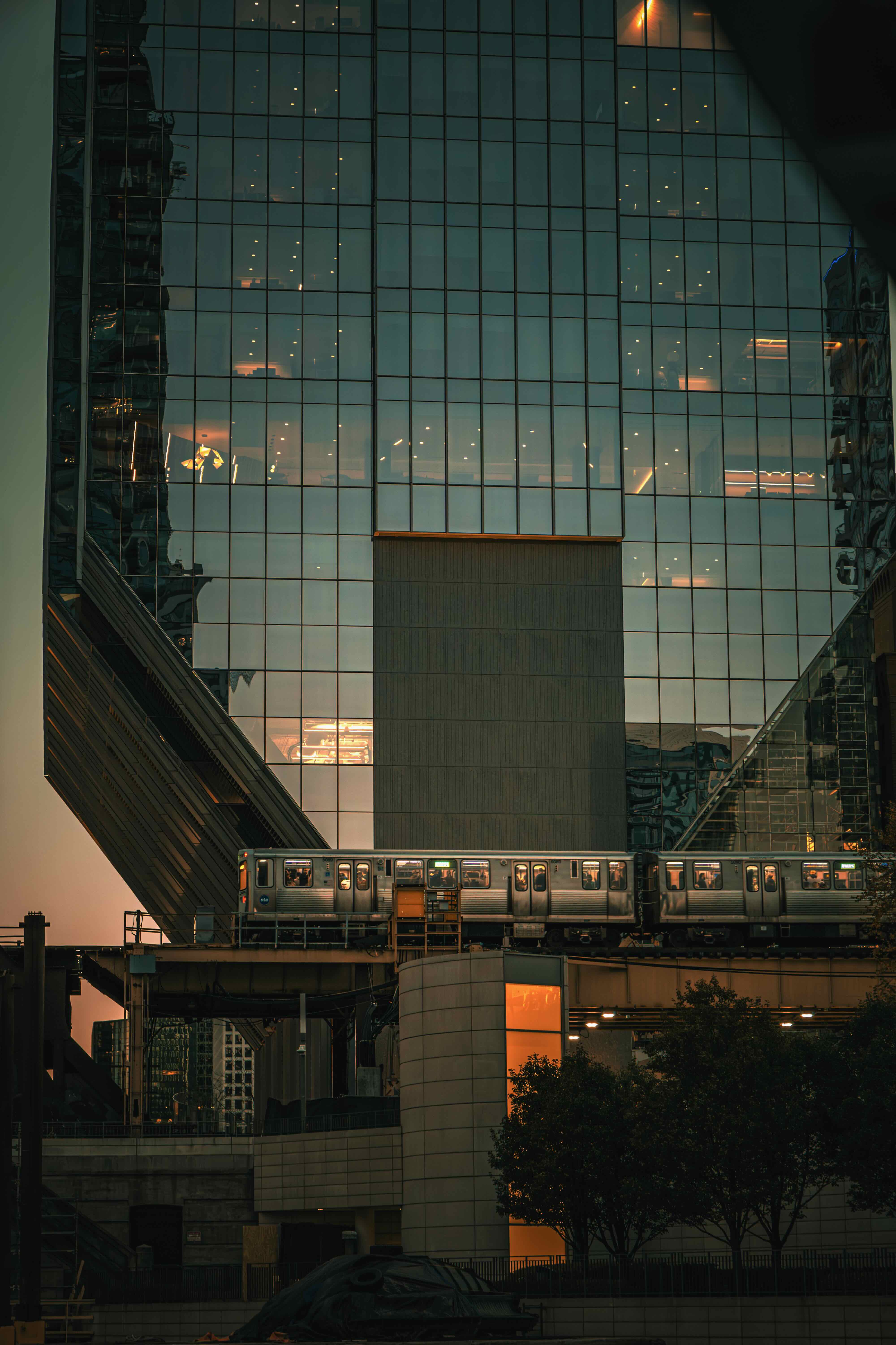 An Elevated Train near the Chicago River